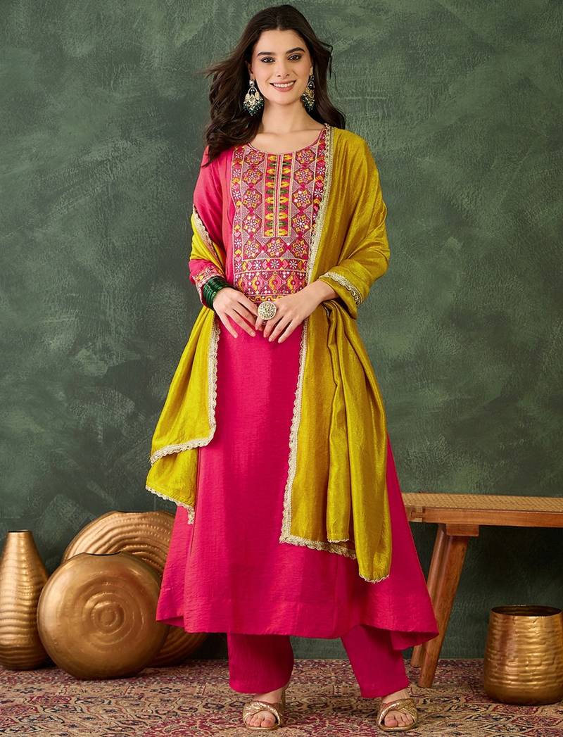 Gajri vichitra silk embroidery work  suit