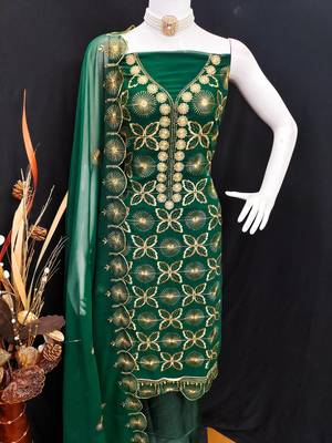 green embroidered georgette salwar kameez for festive wear 3