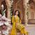 yellow embroidered star georgette salwar kameez for festive wear