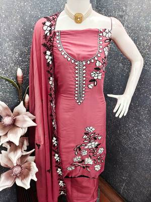 pink embroidered georgette salwar kameez for festive wear 3