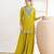 yellow chinon fabric embroidered party wear palazzo suit