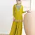 yellow chinon fabric embroidered party wear palazzo suit