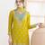yellow chinon fabric embroidered party wear palazzo suit