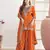 orange chinon fabric embroidered designer palazzo suit