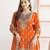 orange chinon fabric embroidered designer palazzo suit