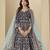 blue heavy embroidered wedding wear anarkali suit