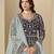 blue heavy embroidered wedding wear anarkali suit