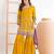 yellow embroidered chinon sharara suit for festive wear