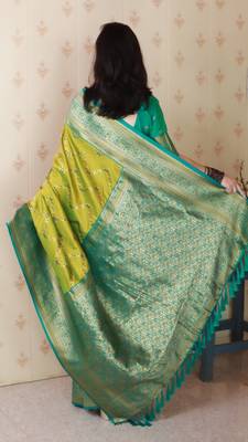 mahendi faux banarasi silk blend woven traditional saree 2