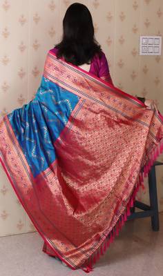 firozi faux banarasi silk blend woven traditional saree 2