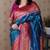 firozi color banarasi silk blend fabric woven designer traditional saree