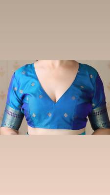 purple faux banarasi silk blend woven traditional saree 5
