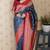 blue color banarasi silk blend fabric woven designer traditional saree