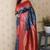 blue color banarasi silk blend fabric woven designer traditional saree