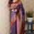 lavender color banarasi silk blend fabric woven designer traditional saree