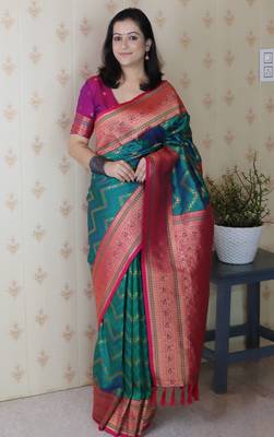 rama faux banarasi silk blend woven traditional saree 1
