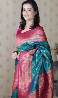 rama faux banarasi silk blend woven traditional saree 3