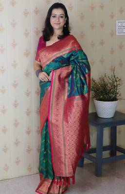 rama faux banarasi silk blend woven traditional saree 4