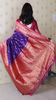 violet faux banarasi silk blend woven traditional saree 2