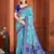 blue color cotton silk blend fabric woven meenakari designer ethnic saree