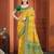yellow color cotton silk blend fabric woven meenakari designer ethnic saree