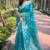 sky blue color organza fabric woven designer ceremonial partywear saree