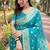 sky blue color organza fabric woven designer ceremonial partywear saree