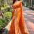 orange color organza fabric woven designer ceremonial partywear saree