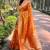 orange color organza fabric woven designer ceremonial partywear saree