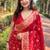 red color organza fabric woven designer ceremonial partywear saree