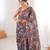 grey color chinon fabric digital printed partywear ceremonial saree