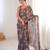 grey color chinon fabric digital printed partywear ceremonial saree
