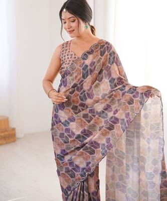 multy chinon digital printed partywear ceremonial saree 3