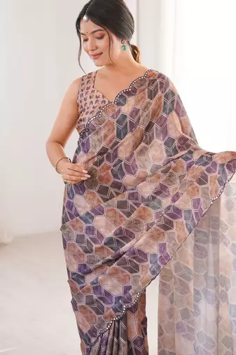 multy chinon digital printed partywear ceremonial saree