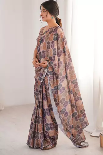 multy chinon digital printed partywear ceremonial saree