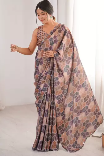multy chinon digital printed partywear ceremonial saree