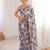 grey color chinon fabric digital printed partywear ceremonial saree