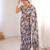 grey color chinon fabric digital printed partywear ceremonial saree