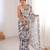 off white color chinon fabric digital printed partywear ceremonial saree