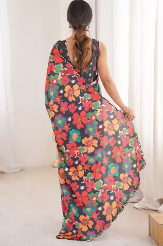 multy chinon digital printed partywear ceremonial saree
