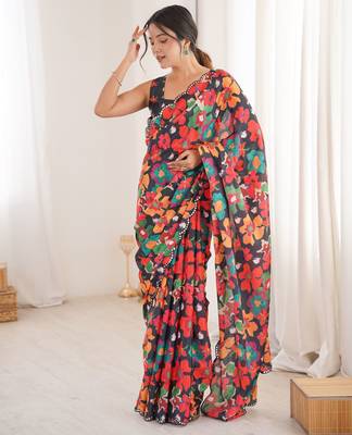 multy chinon digital printed partywear ceremonial saree 4