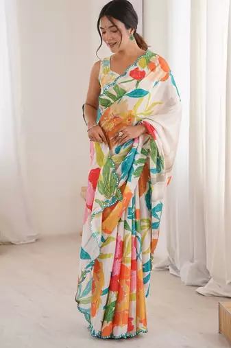 multy chinon digital printed partywear ceremonial saree