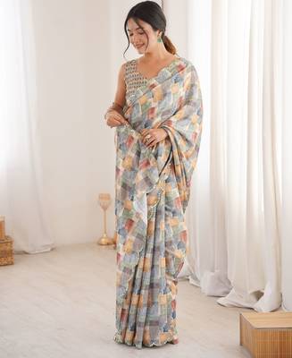 multy chinon digital printed partywear ceremonial saree 4