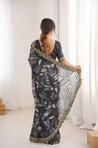 black marble patta stylish festive special saree