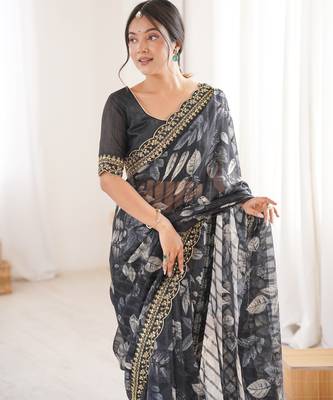 black marble patta stylish festive special saree 3