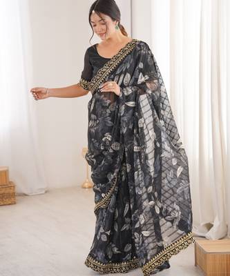 black marble patta stylish festive special saree 4