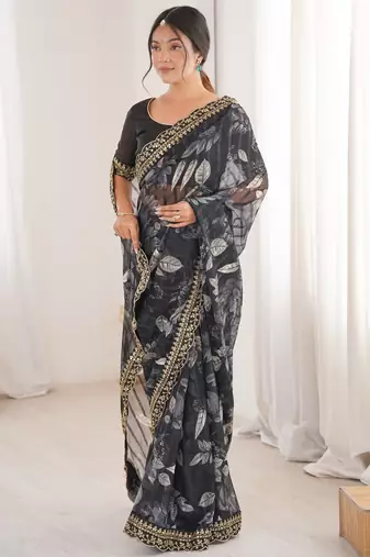 black marble patta stylish festive special saree
