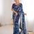 blue color marble patta fabric stylish festive special saree