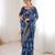 blue color marble patta fabric stylish festive special saree