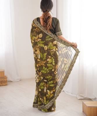 mahendi marble patta stylish festive special saree 2